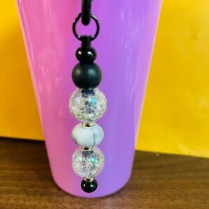 Black and clear Beaded Keychain